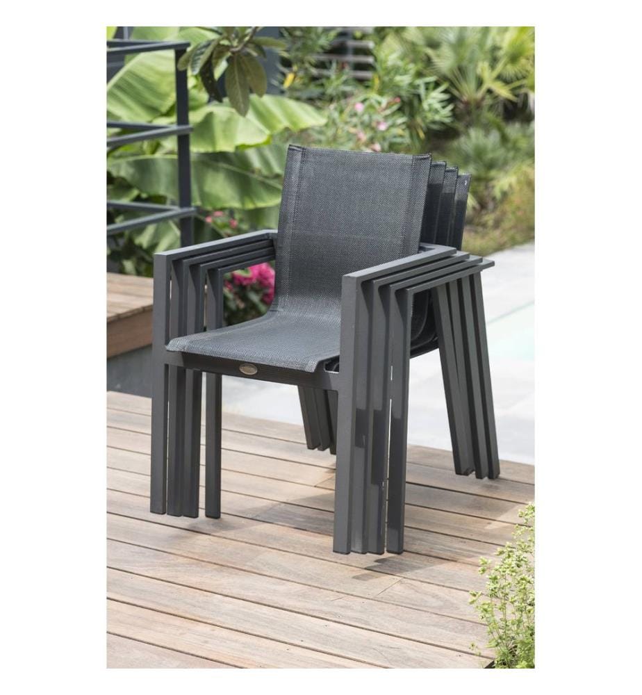Ensemble repas de jardin Miami 10 places - Gris anthracite