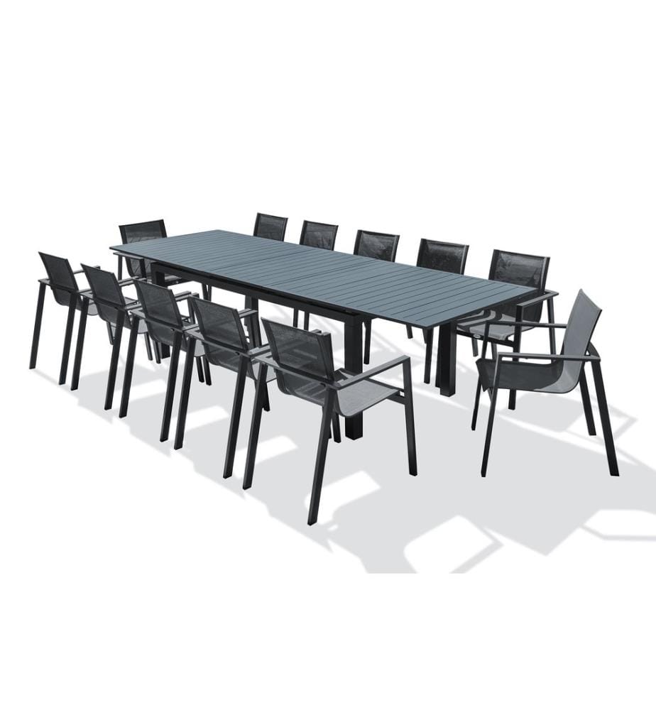 Ensemble repas de jardin Miami 12 places - Gris anthracite