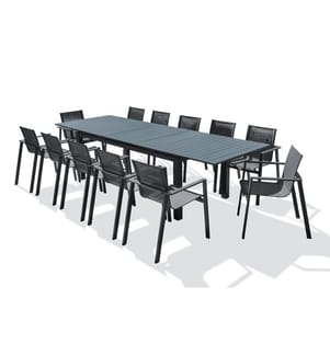 Ensemble repas de jardin Miami 12 places - Gris anthracite