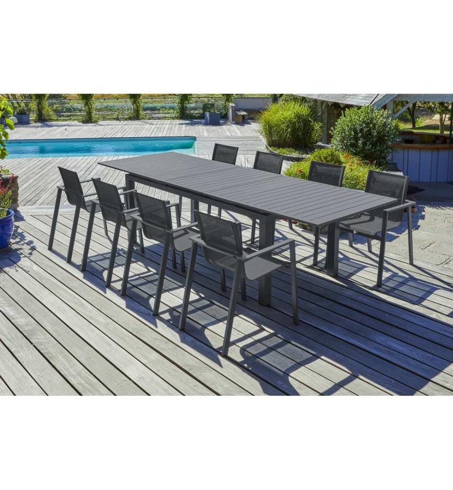 Ensemble repas de jardin Miami 8 places - Gris anthracite