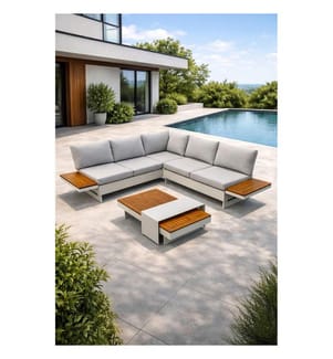 Salon de jardin d'angle Minera 6 places - Gris