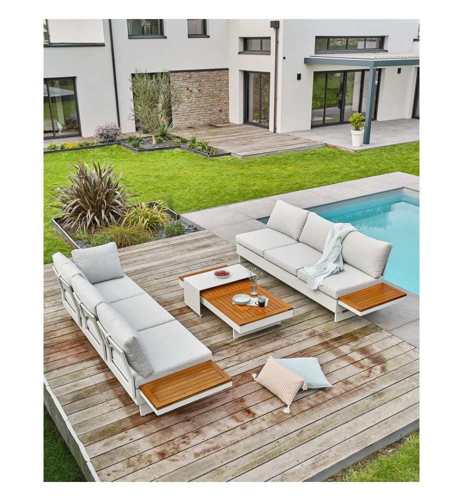 Salon de jardin d'angle Minera 6 places - Gris