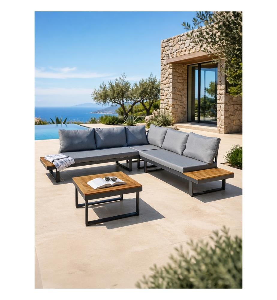 Salon de jardin Miyako 5 places - Gris anthracite