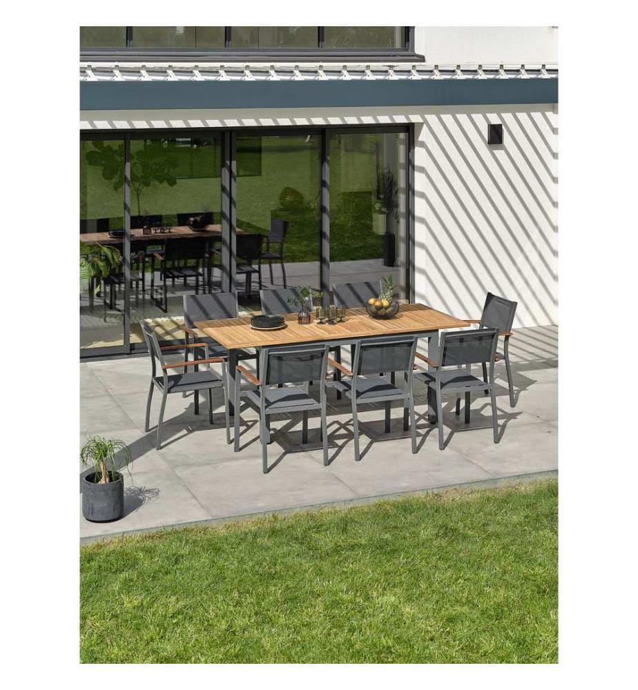 Ensemble repas de jardin Orsino 8 places - Gris anthracite