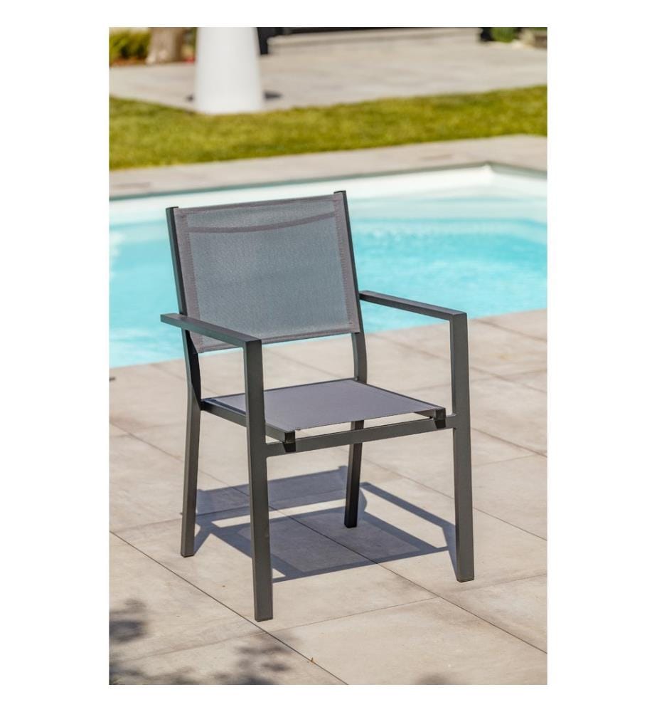 Set of 2 Toledo Garden Chairs - Anthracite Gray