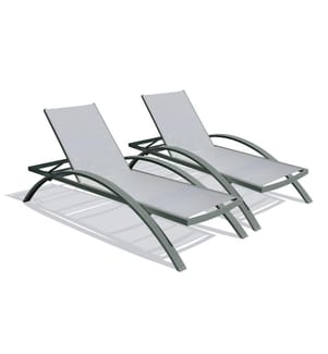 Lot de 2 bains de soleil Barcelona - Kaki