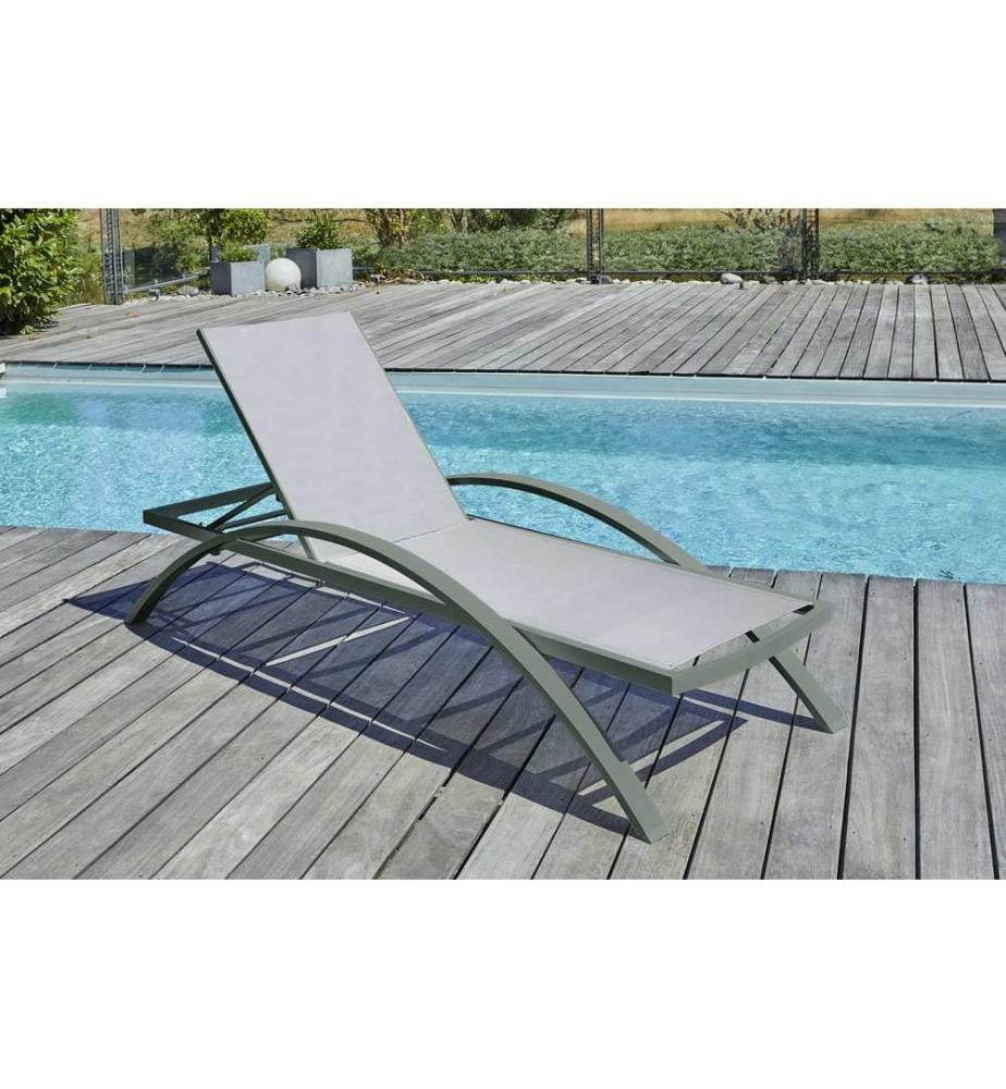 Lot de 2 bains de soleil Barcelona - Kaki