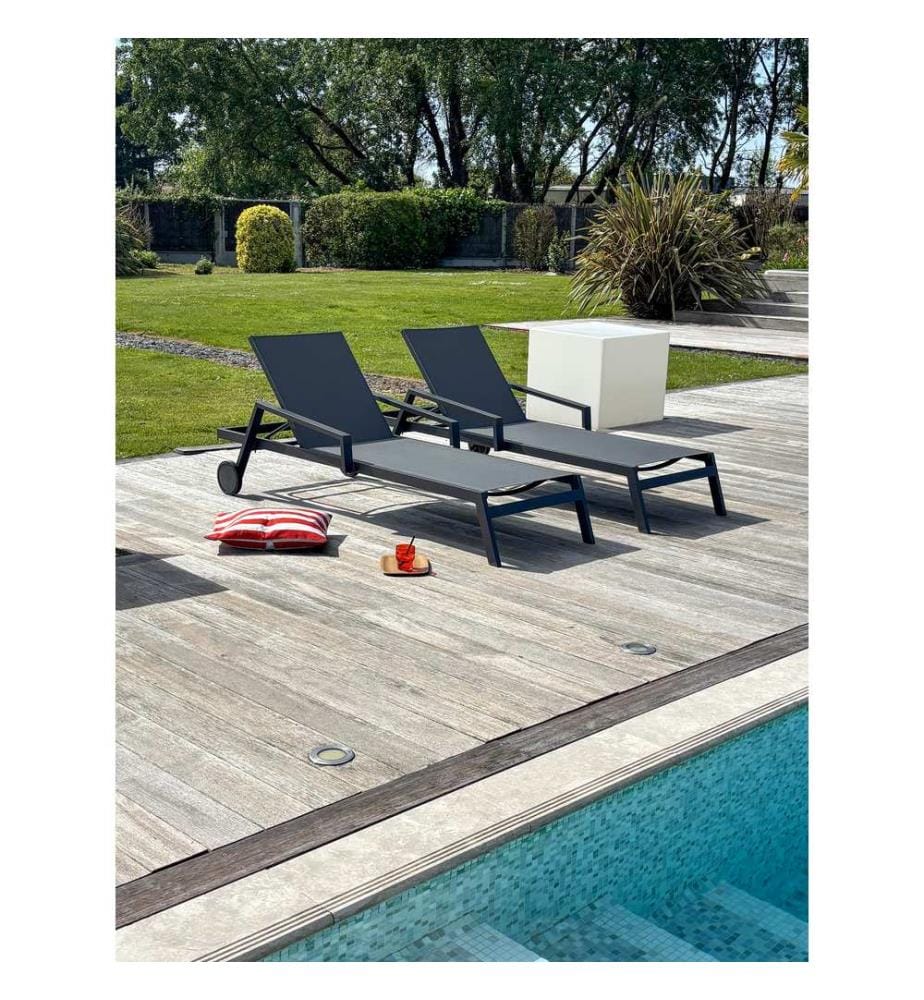 Lot de 2 bains de soleil Ibiza - Gris anthracite