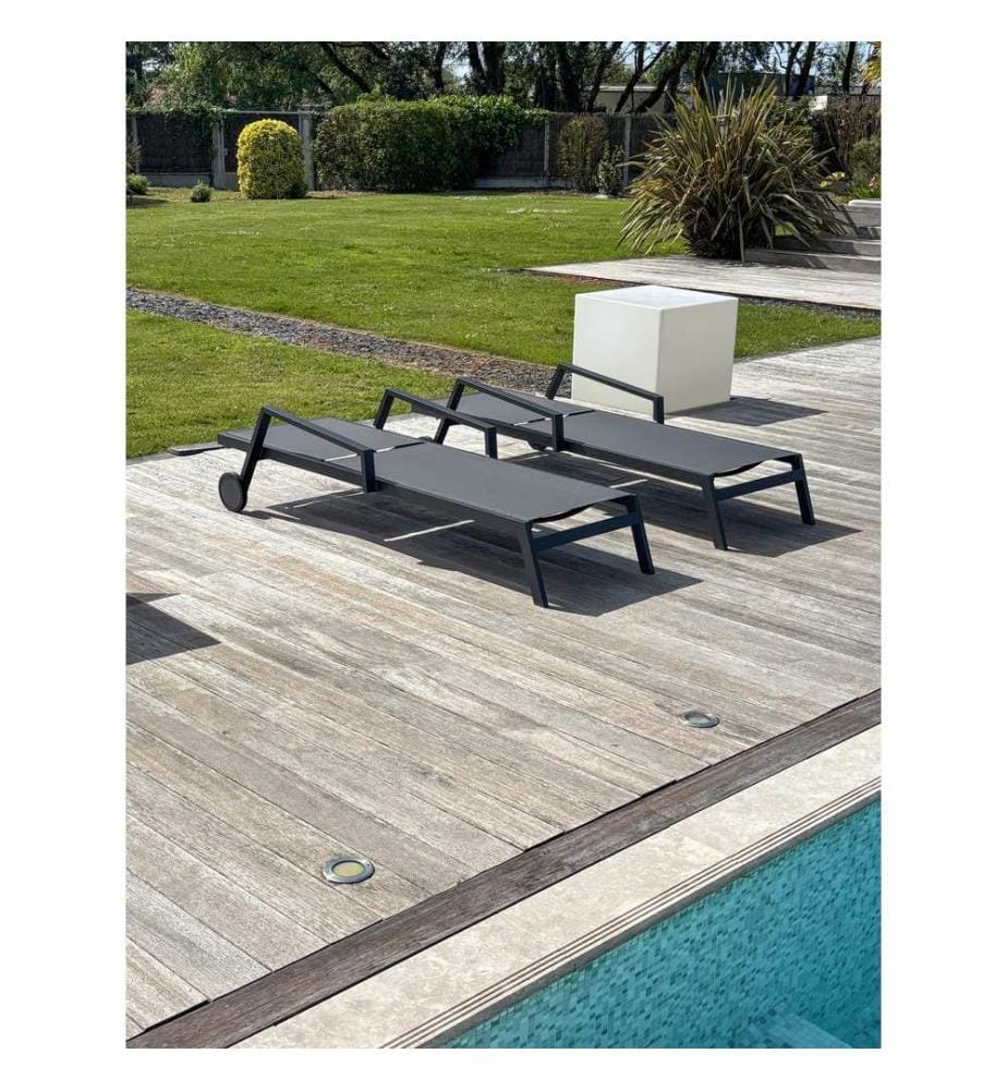 Lot de 2 bains de soleil Ibiza - Gris anthracite