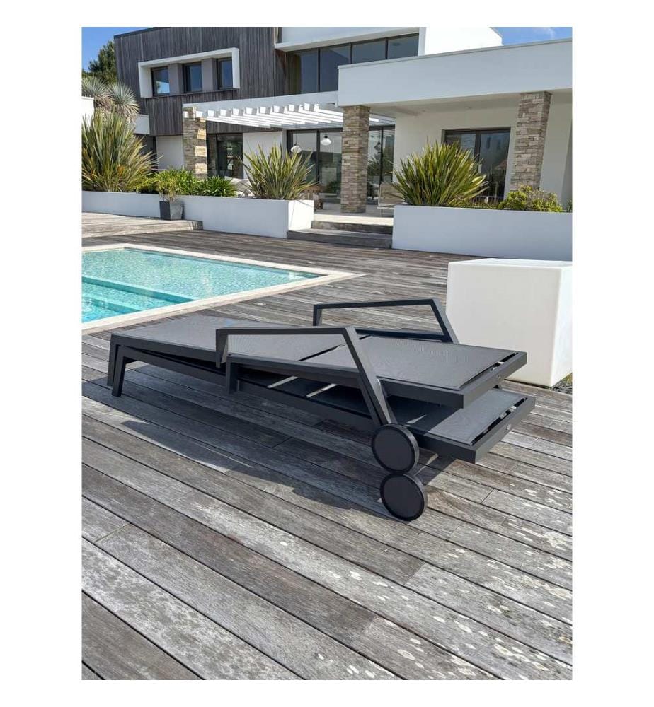 Lot de 2 bains de soleil Ibiza - Gris anthracite