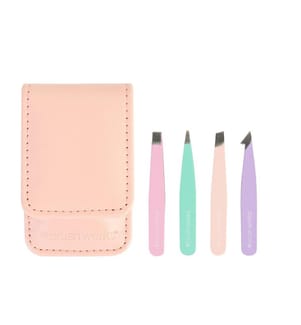 Brushworks Set Tweezer Travel, Pastels, 4 pièces, acier inoxydable