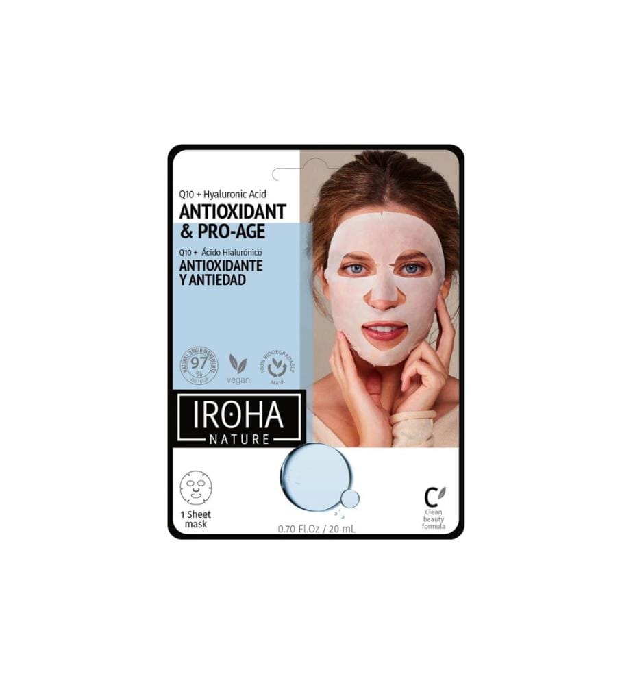 iroha Masque en tissu anti-rides Q10 + hyaluron 23 ml