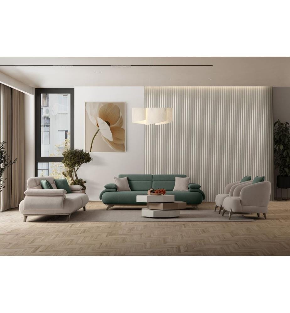 Bonjo 3-Sitzer-Sofa Silber - Grün