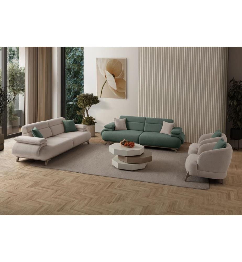 Bonjo 3-Sitzer-Sofa Silber - Grün