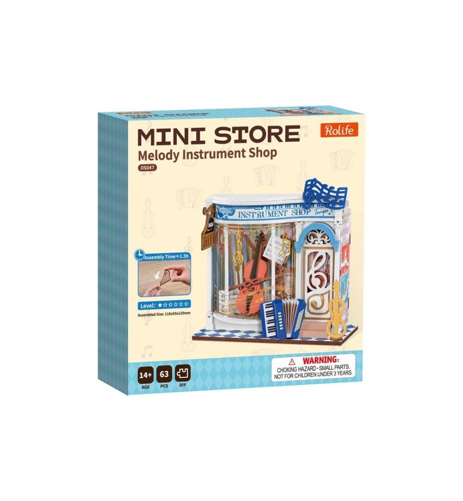 Rolife Building Kit Melody Instrument Shop Wood Building Kit 63 Pieces