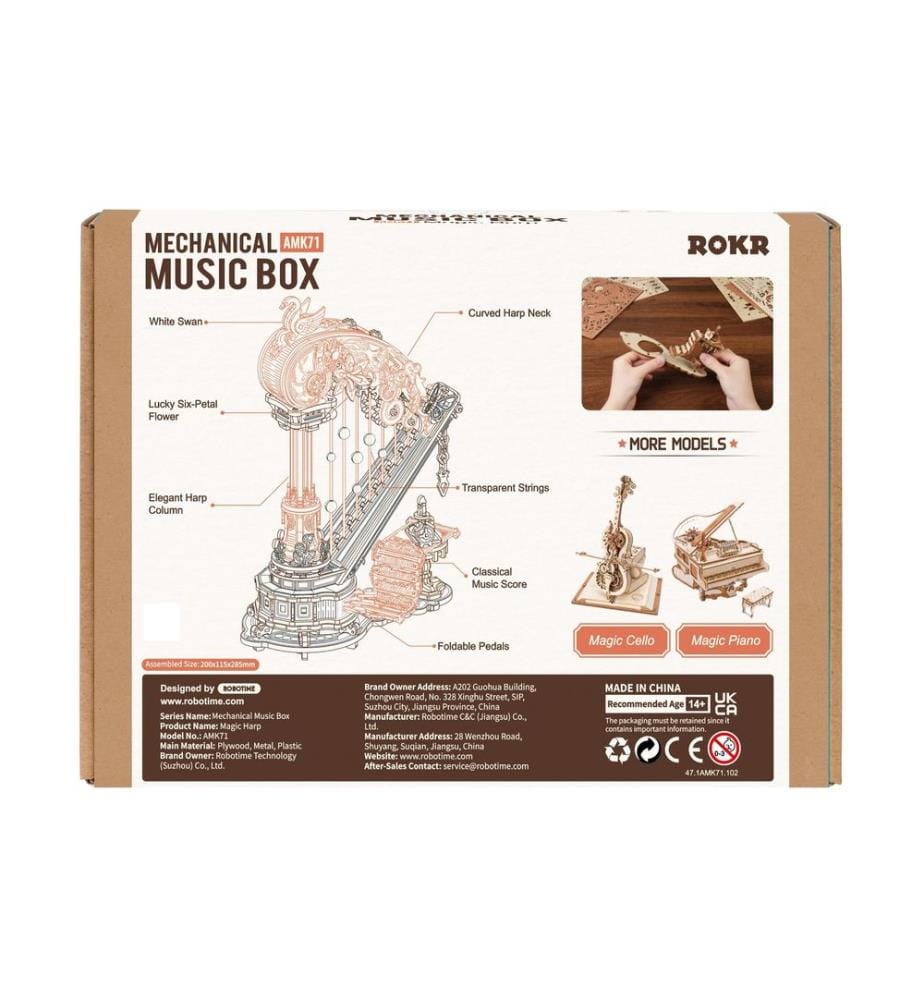Rolife Building Kit Magic Harp Music Box Rococo Style Mechanical