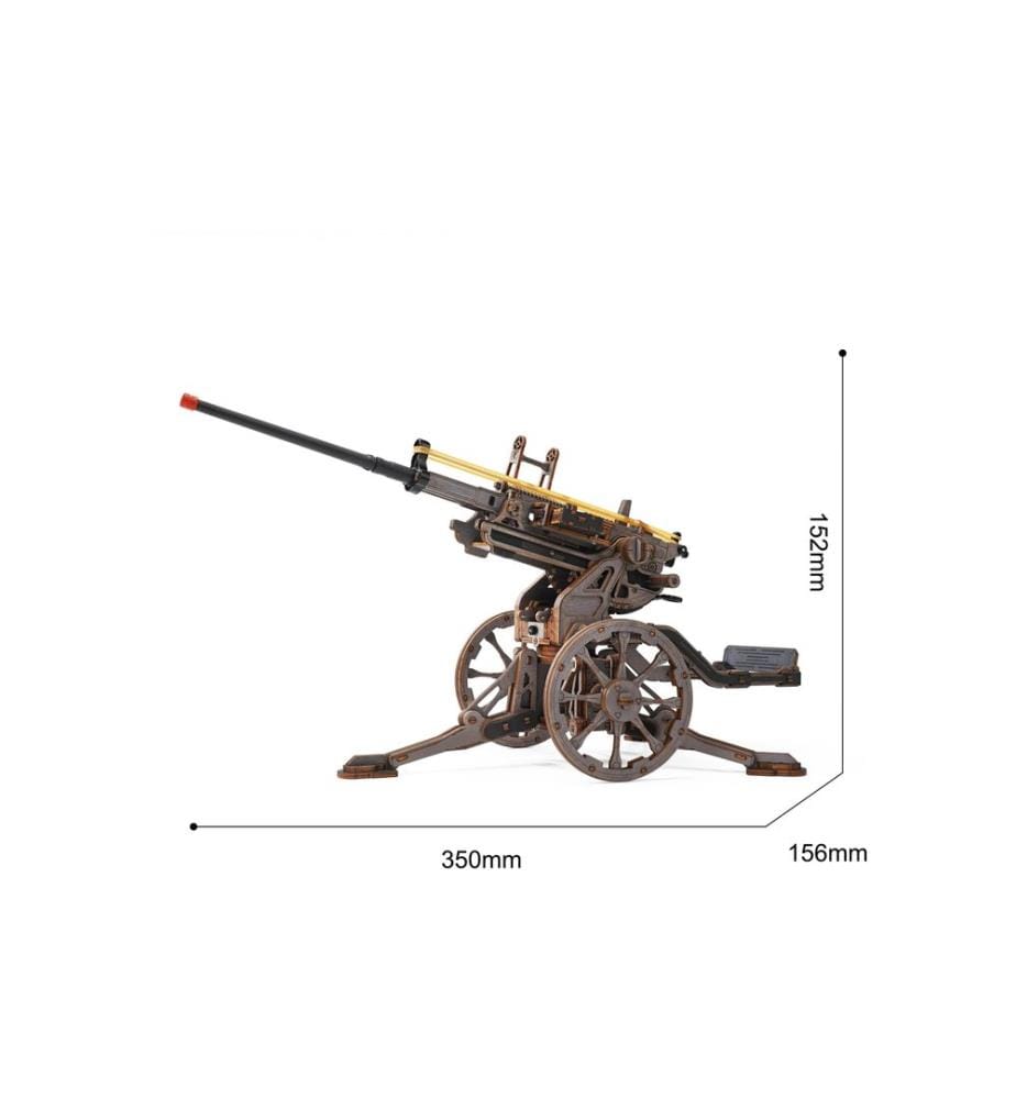 Rolife Building Kit Antiaircraft Gun Mechanical Wooden Building Kit
