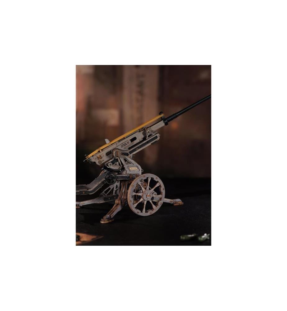 Rolife Building Kit Antiaircraft Gun Mechanical Wooden Building Kit