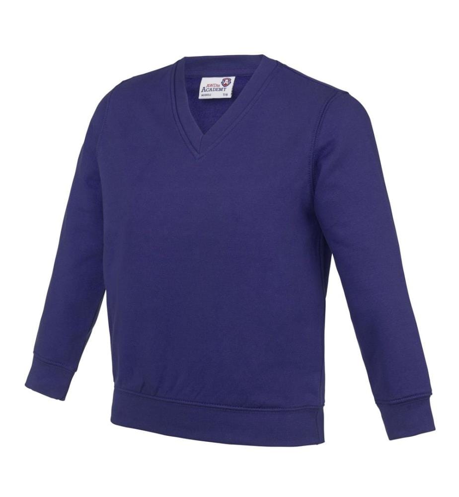 AWDis Academy Kinder Junior Schul Sweatshirt mit V-Ausschnitt