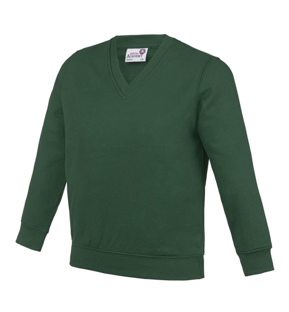 AWDis Academy Kinder Junior Schul Sweatshirt mit V-Ausschnitt (2 Stück/Packung)