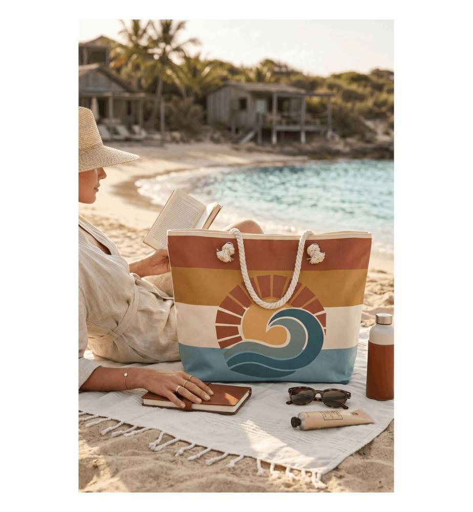 Strandtasche, 100 % Polyester, mehrfarbig