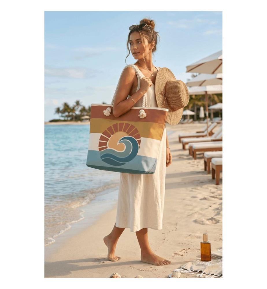 Strandtasche, 100 % Polyester, mehrfarbig