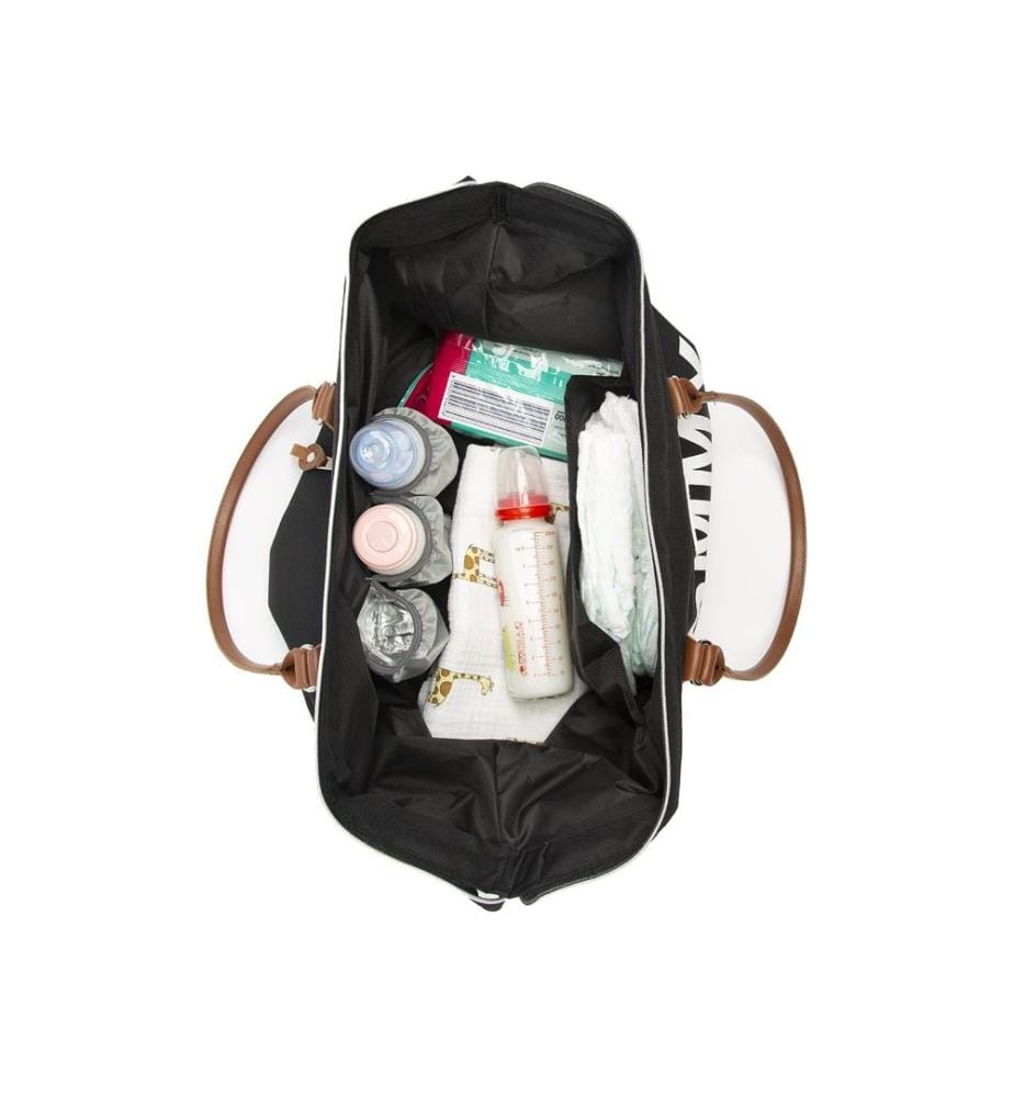 Wickeltasche, 100 % Fallschirmseide, Schwarz, Camel, Weiss