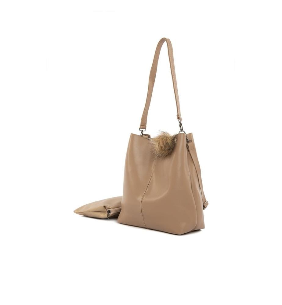 Schultertasche, 100 % PU-Leder, Nerz