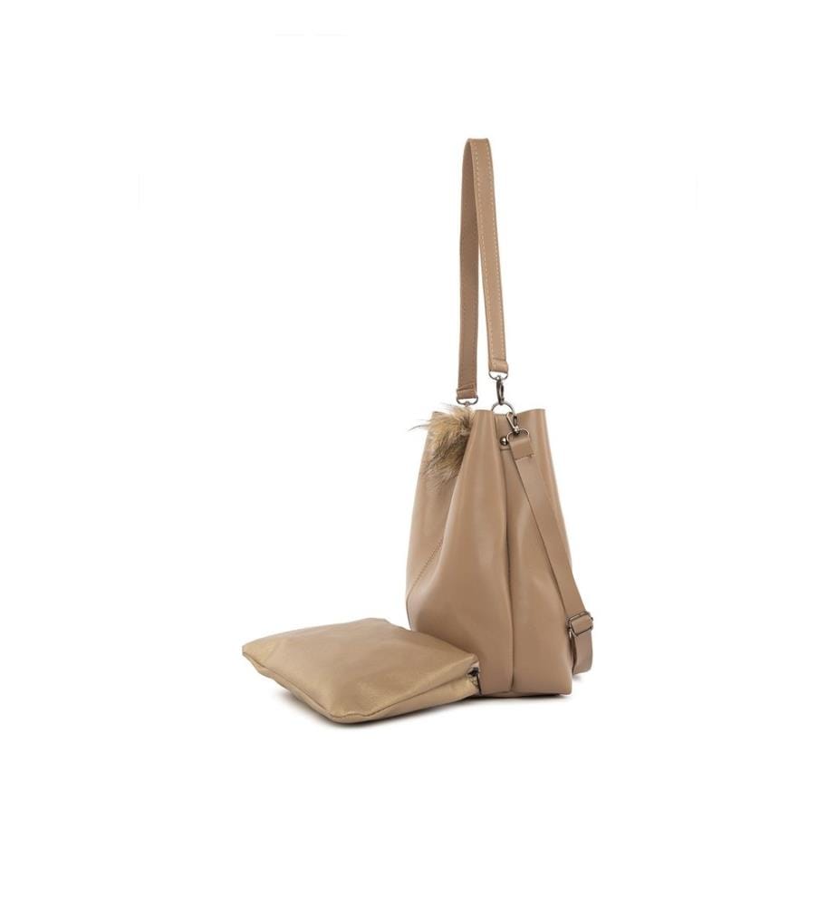 Schultertasche, 100 % PU-Leder, Nerz
