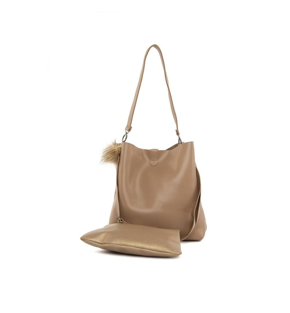 Schultertasche, 100 % PU-Leder, Nerz
