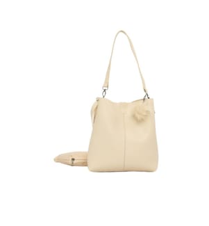 Schultertasche, 100 % PU-Leder, Creme