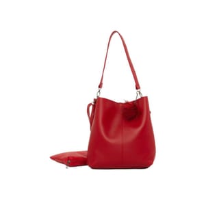 Schultertasche, 100 % PU-Leder, Rot