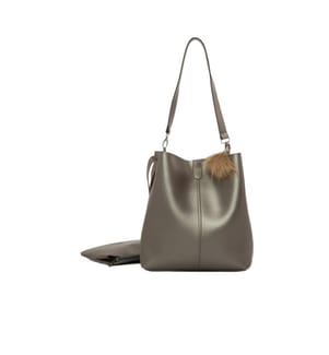 Schultertasche, 100 % PU-Leder, Silber