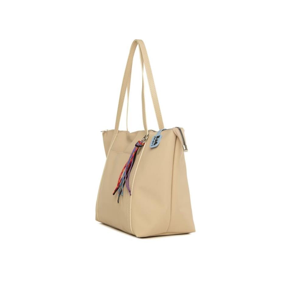 Sac cabas, 100 % satin, crème
