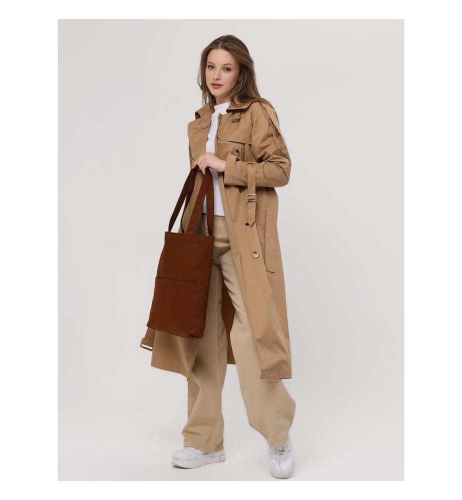 Sac cabas, 100 % gabardine, marron foncé