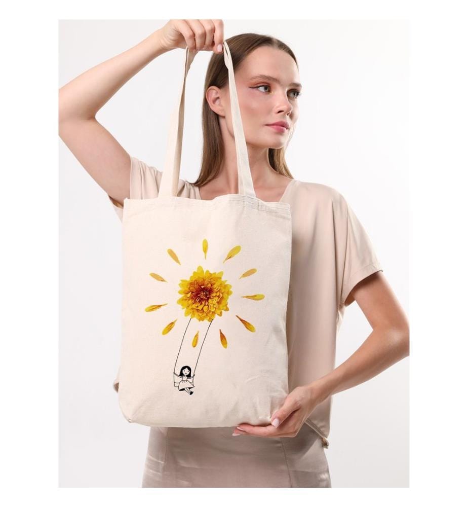Tragetasche, 100 % Baumwolle, Creme