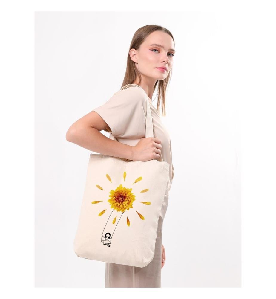 Tragetasche, 100 % Baumwolle, Creme