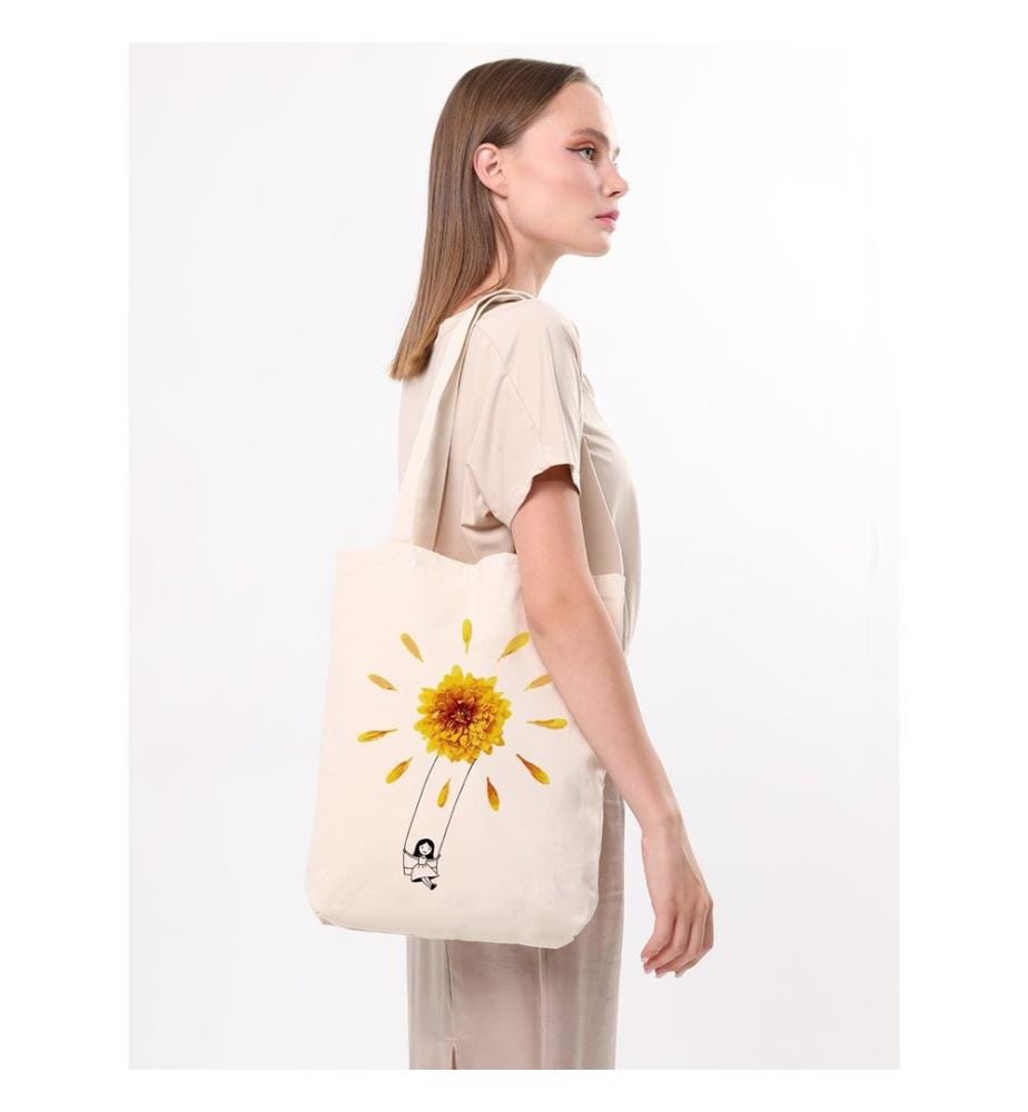 Tragetasche, 100 % Baumwolle, Creme