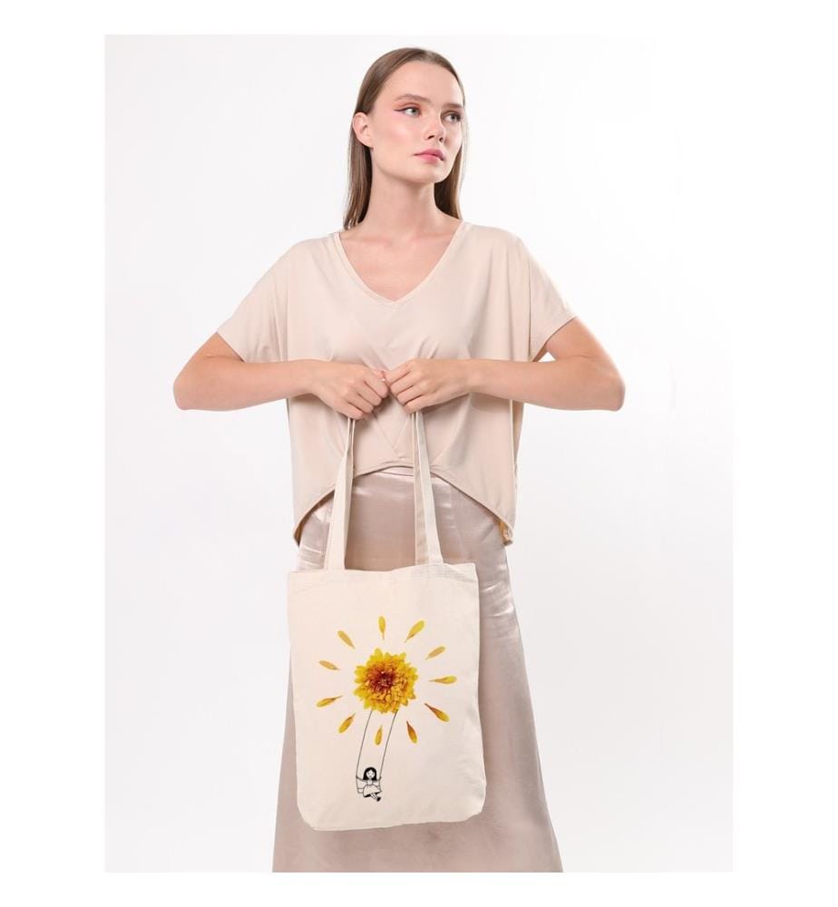 Tragetasche, 100 % Baumwolle, Creme