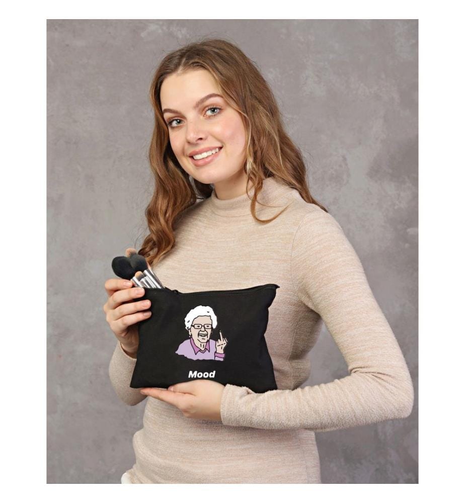 Trousse de maquillage, 100 % coton, noire