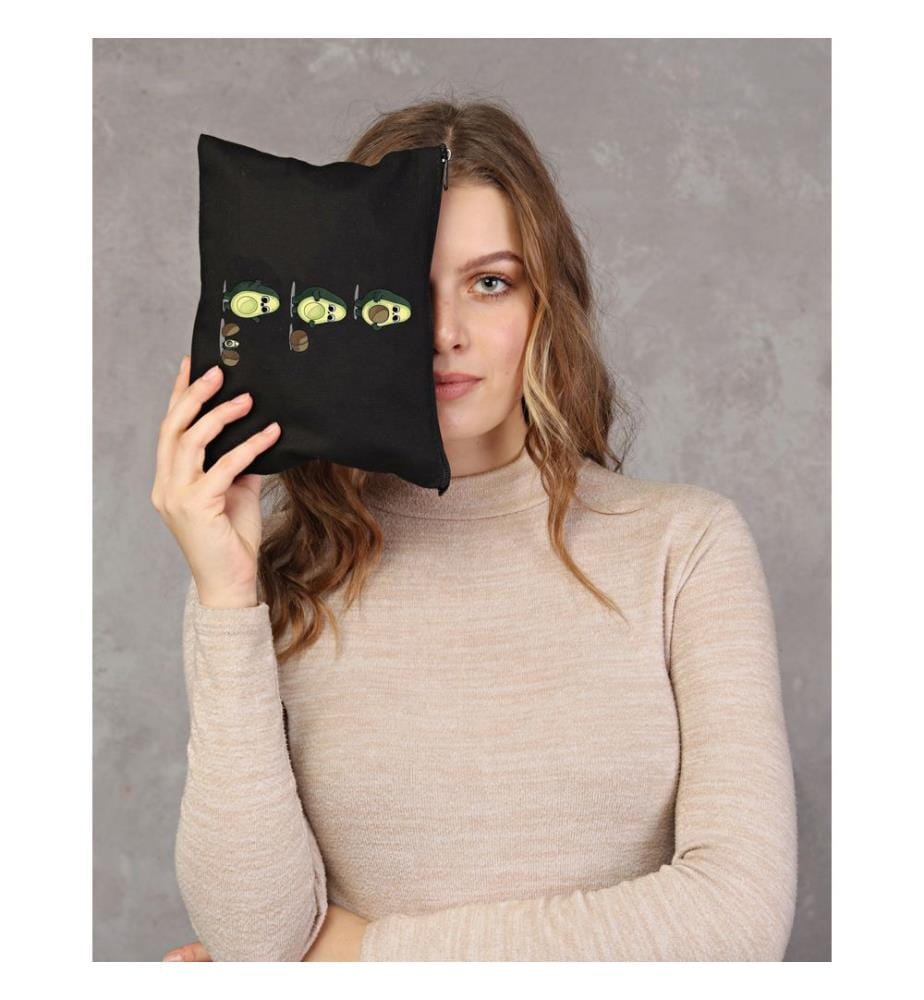 Trousse de maquillage, 100 % coton, noire