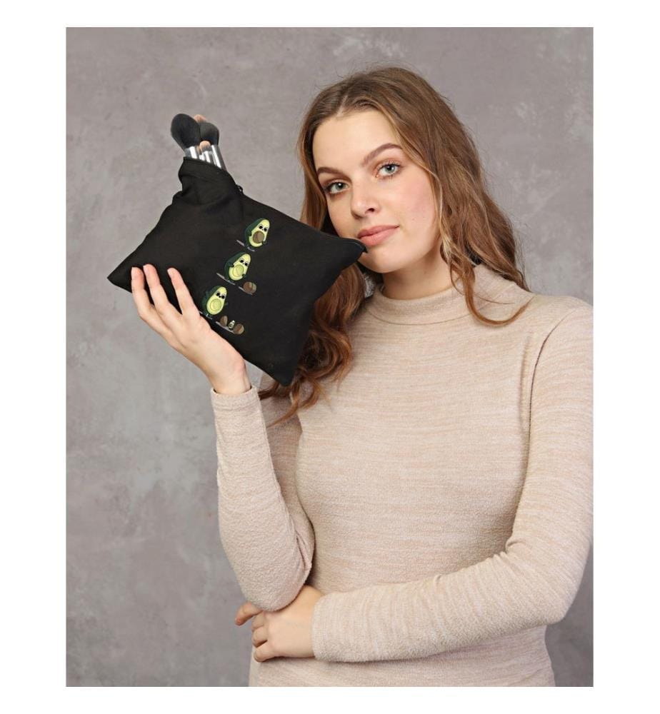 Trousse de maquillage, 100 % coton, noire