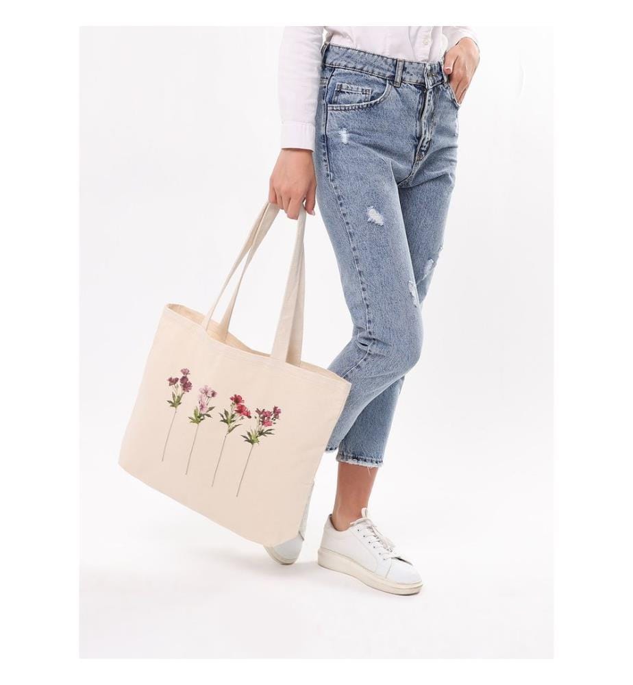 Sac cabas, 100 % coton, crème
