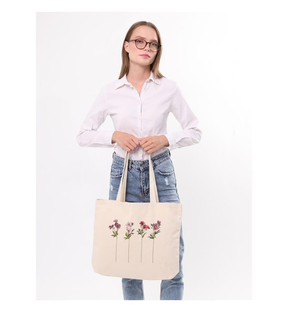 Sac cabas, 100 % coton, crème