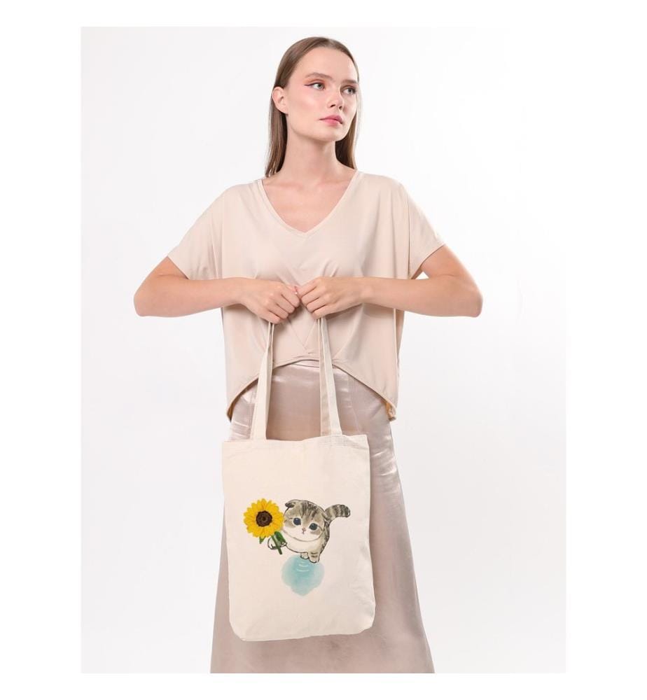 Tragetasche, 100 % Baumwolle, Creme