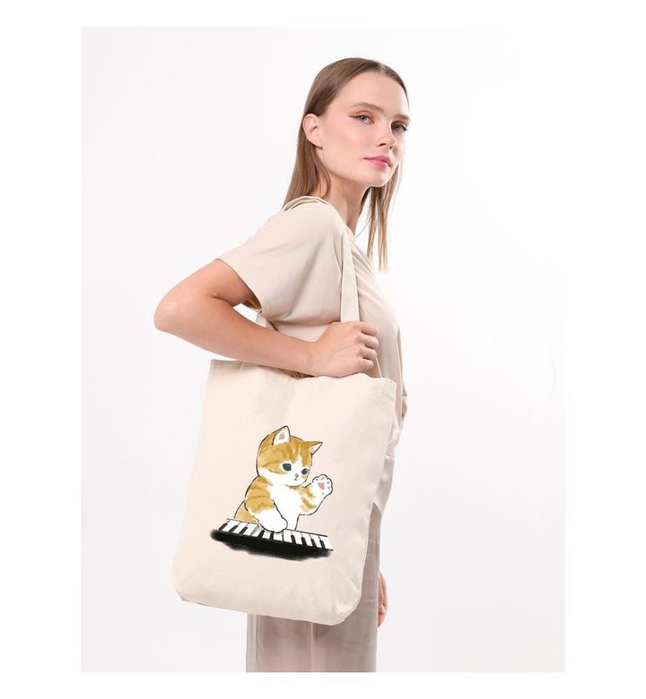 Sac cabas, 100 % coton, crème