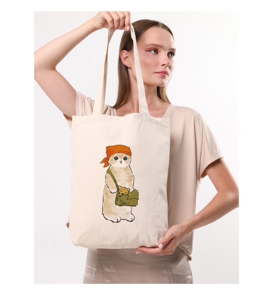 Tragetasche, 100 % Baumwolle, Creme