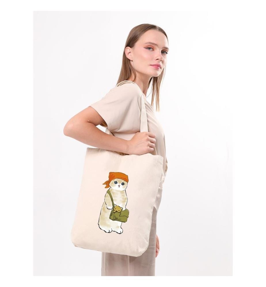 Tragetasche, 100 % Baumwolle, Creme
