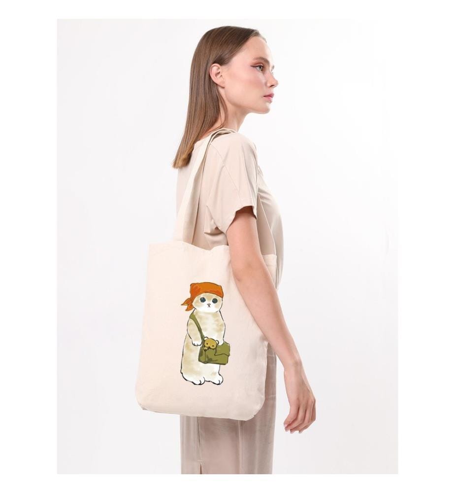 Tragetasche, 100 % Baumwolle, Creme
