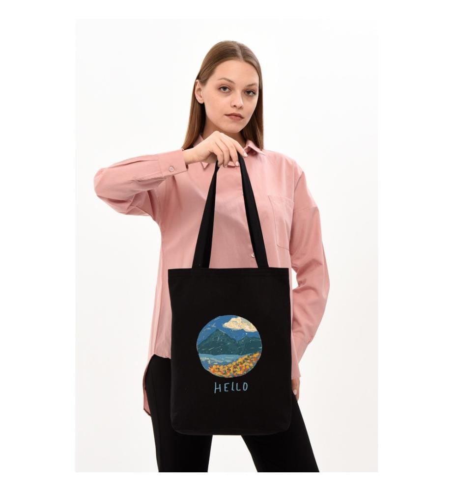 Tragetasche, 100 % Baumwolle, Schwarz